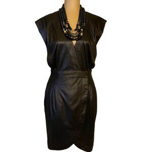 French Connection Black Cocktail Dress, Double Wrap with 2 Snaps, Size: 4